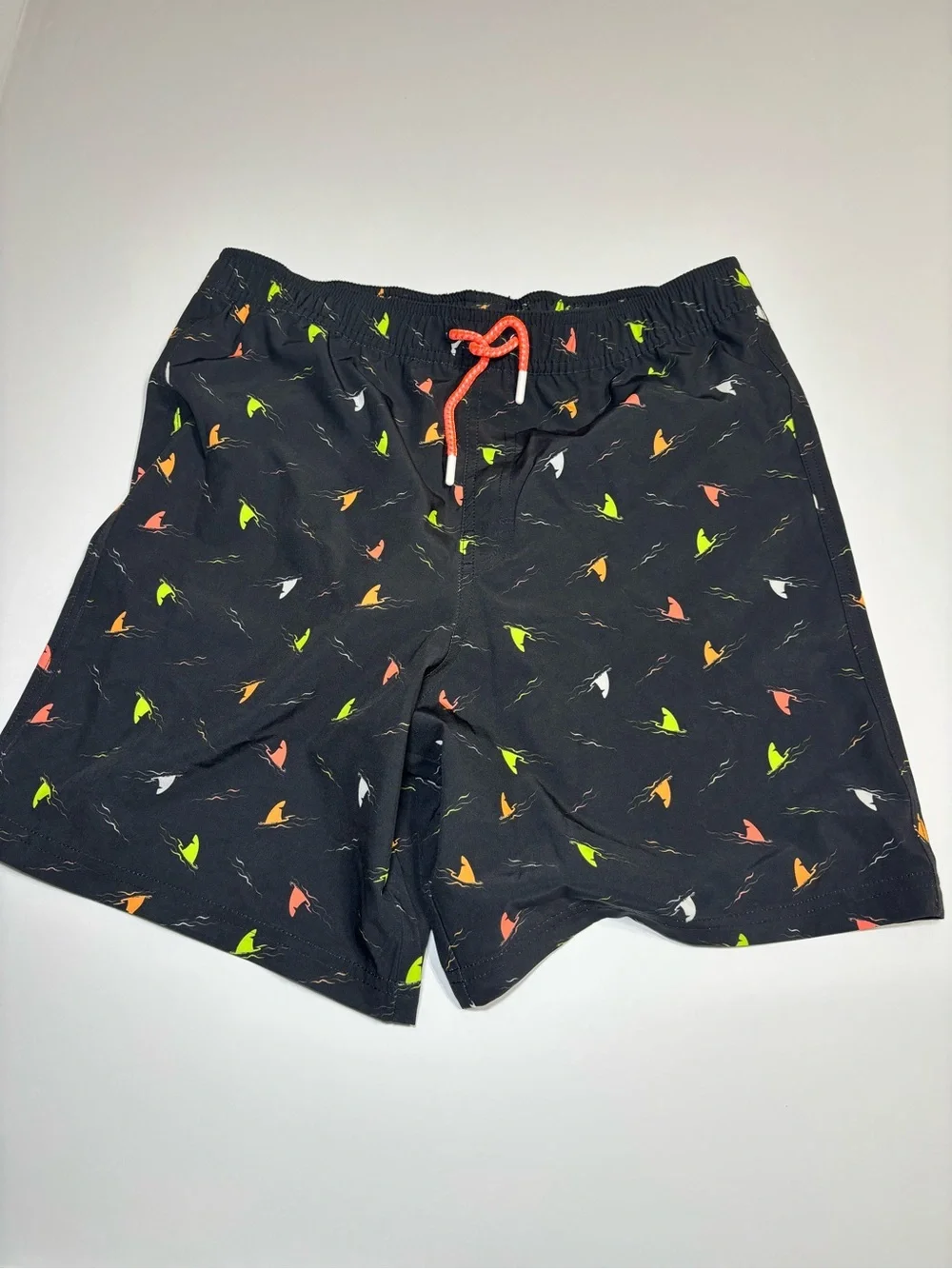 Boys  Black Swim Shorts with Neon Surf Print size 14-16